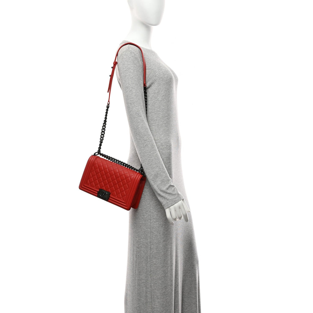 Chanel Calfskin Quilted Medium Boy Flap Red