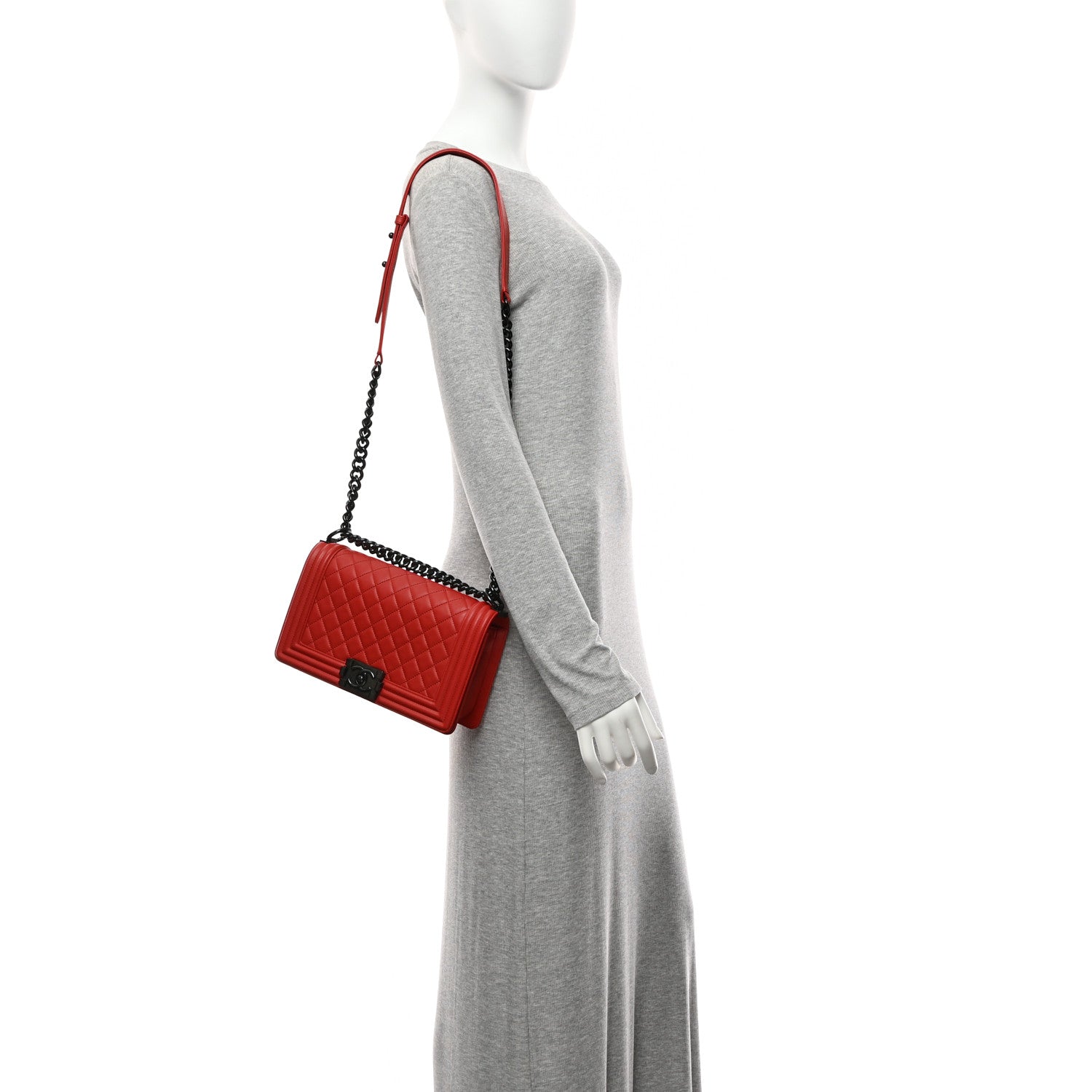 Chanel Calfskin Quilted Medium Boy Flap Red
