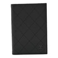 Grained Calfskin Quilted Passport Holder Wallet So Black