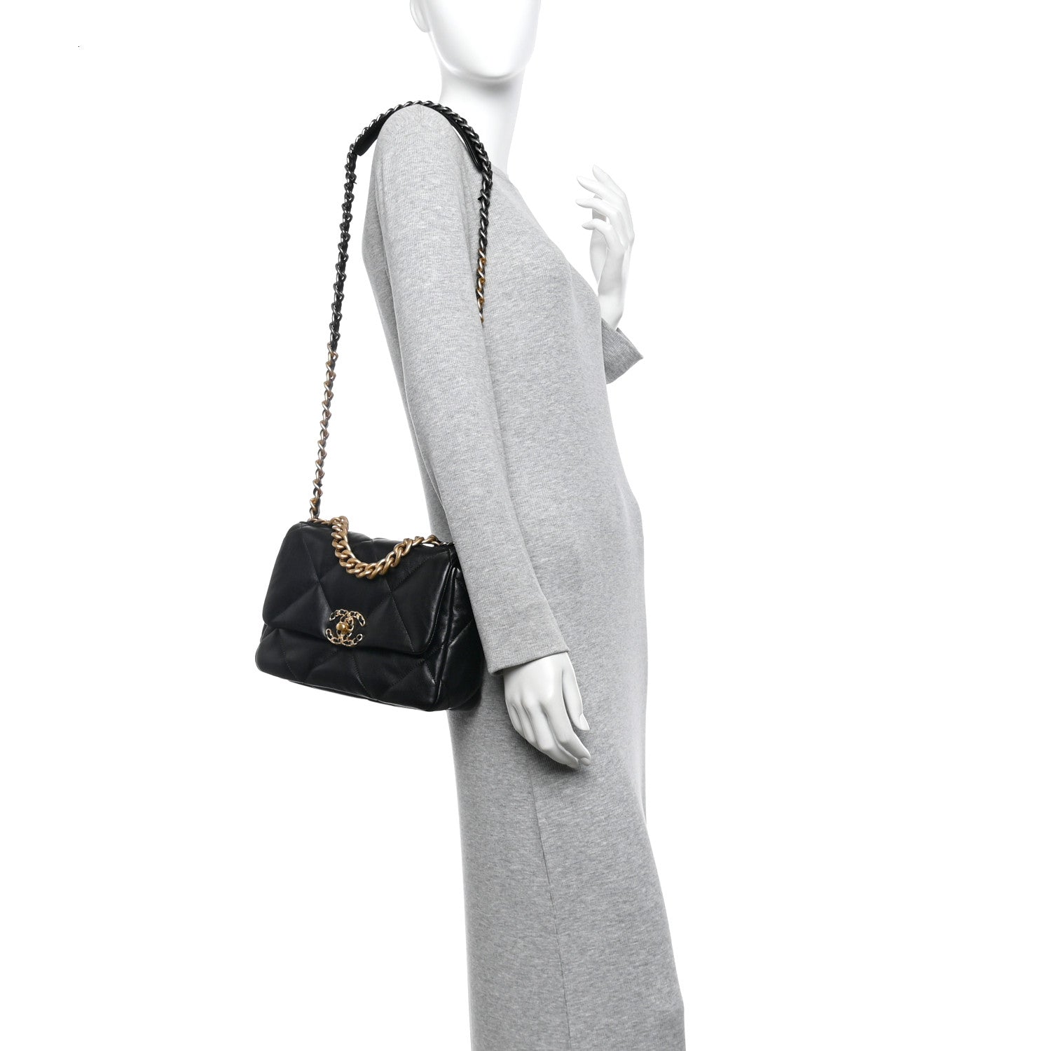 Chanel Lambskin Quilted Medium Chanel 19 Flap Black