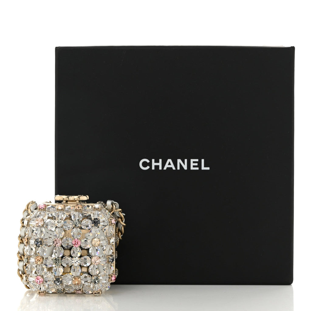 Chanel Metal Bead Crystal Minaudiere CC Mini Evening Bag Gold Multicolor