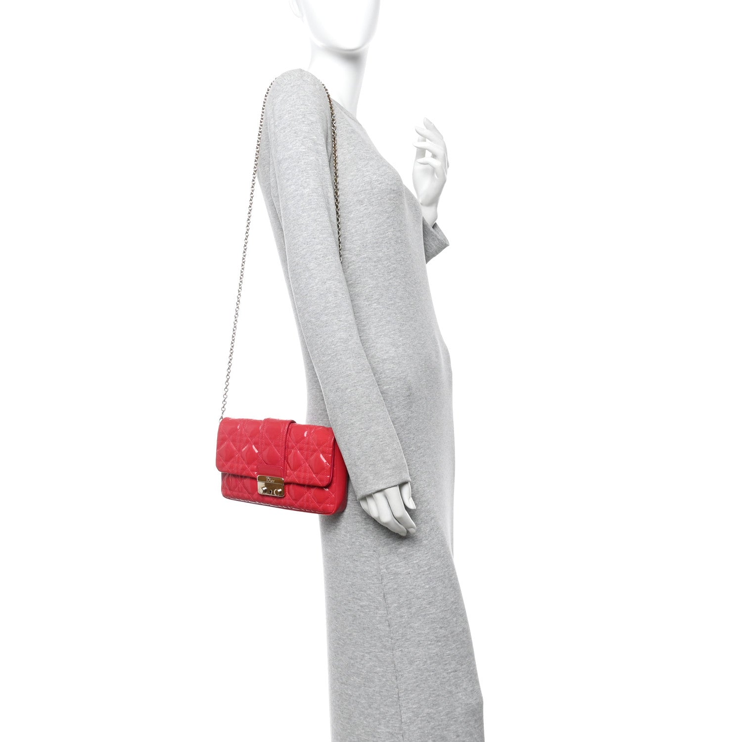 Christian Dior Patent Cannage Miss Dior Promenade Pouch Fuchsia