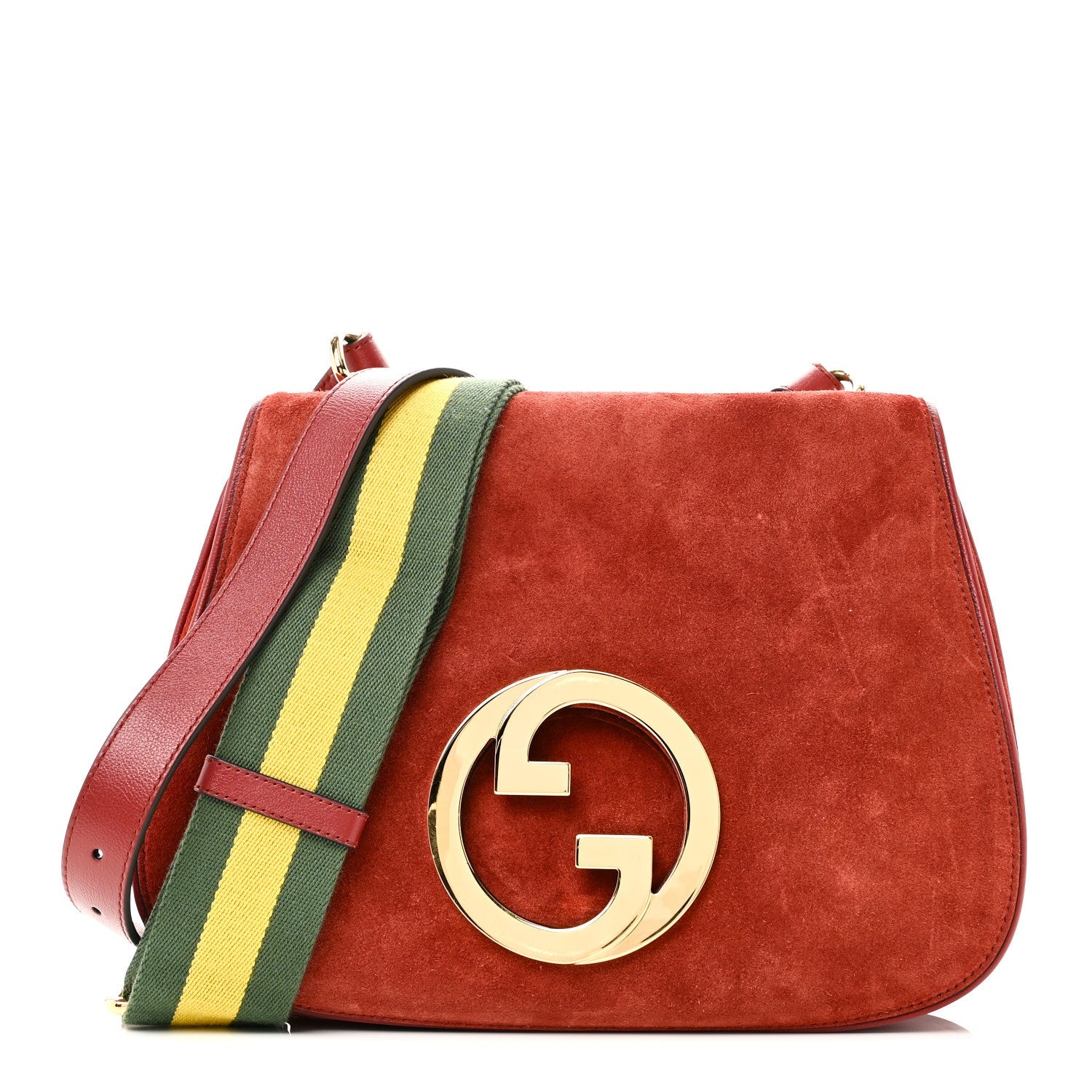 Gucci Suede Talco Roxy Calfskin Web Medium Blondie Shoulder Flap Bag Blondie Red