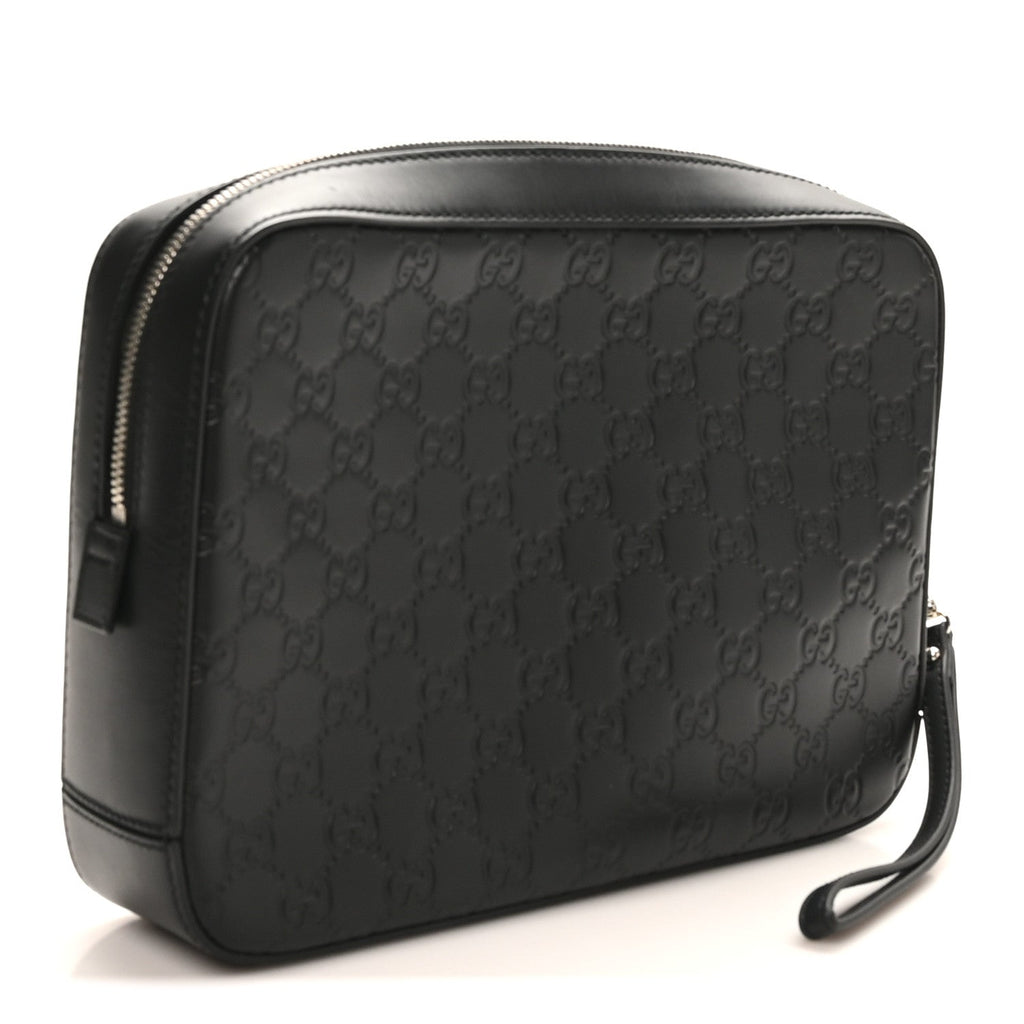 Gucci Guccissima Zip Pouch Wristlet Black