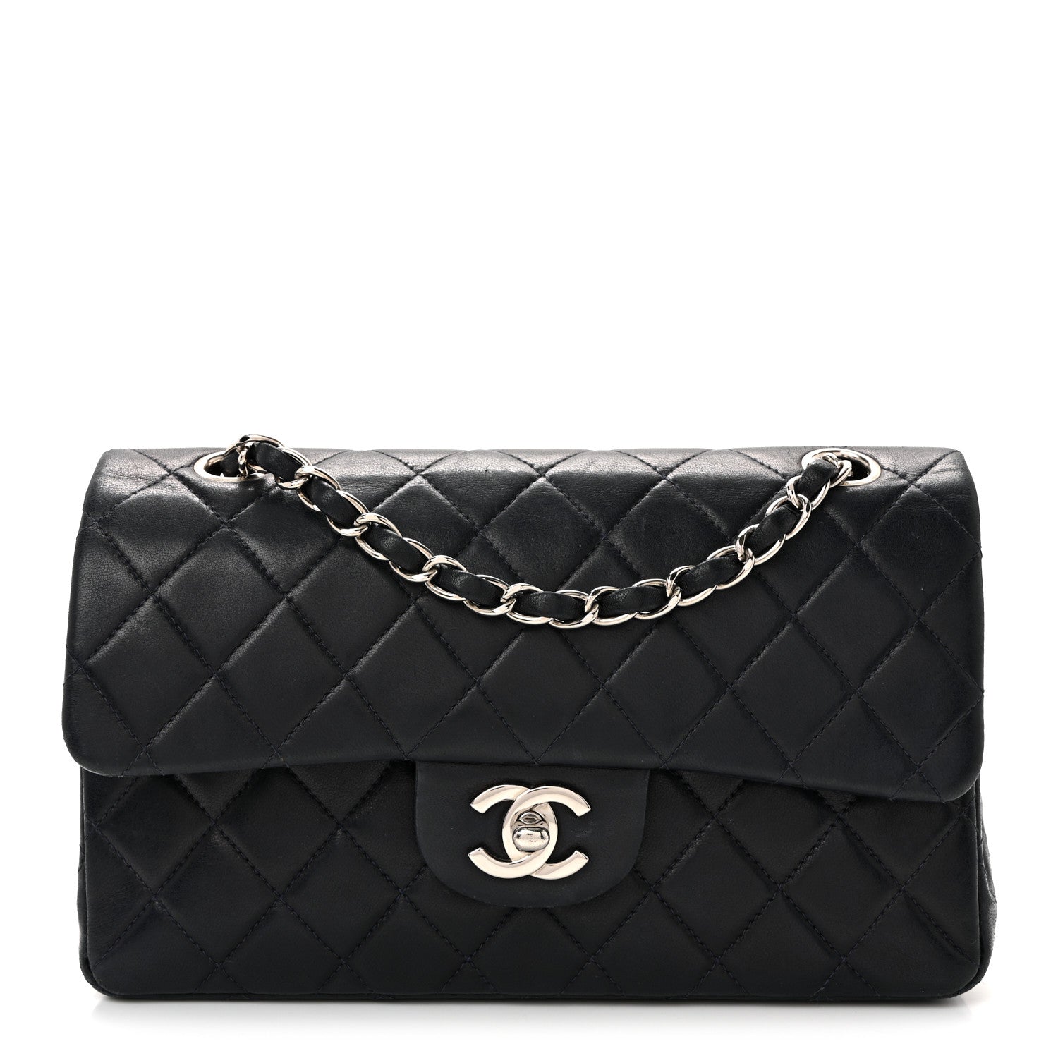 Chanel Lambskin Quilted Small Double Flap Navy