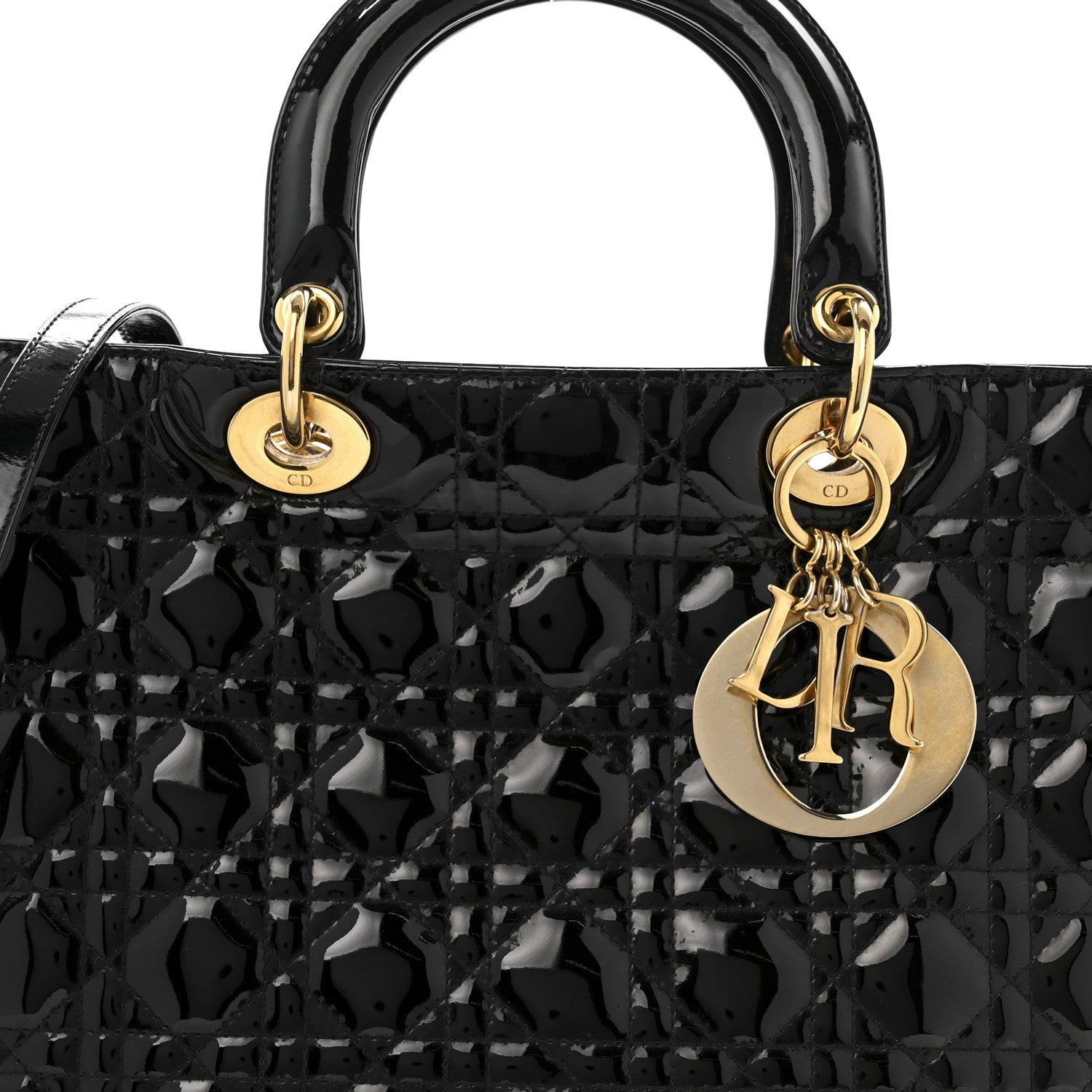 Christian Dior Patent Cannage Large Lady Dior Black