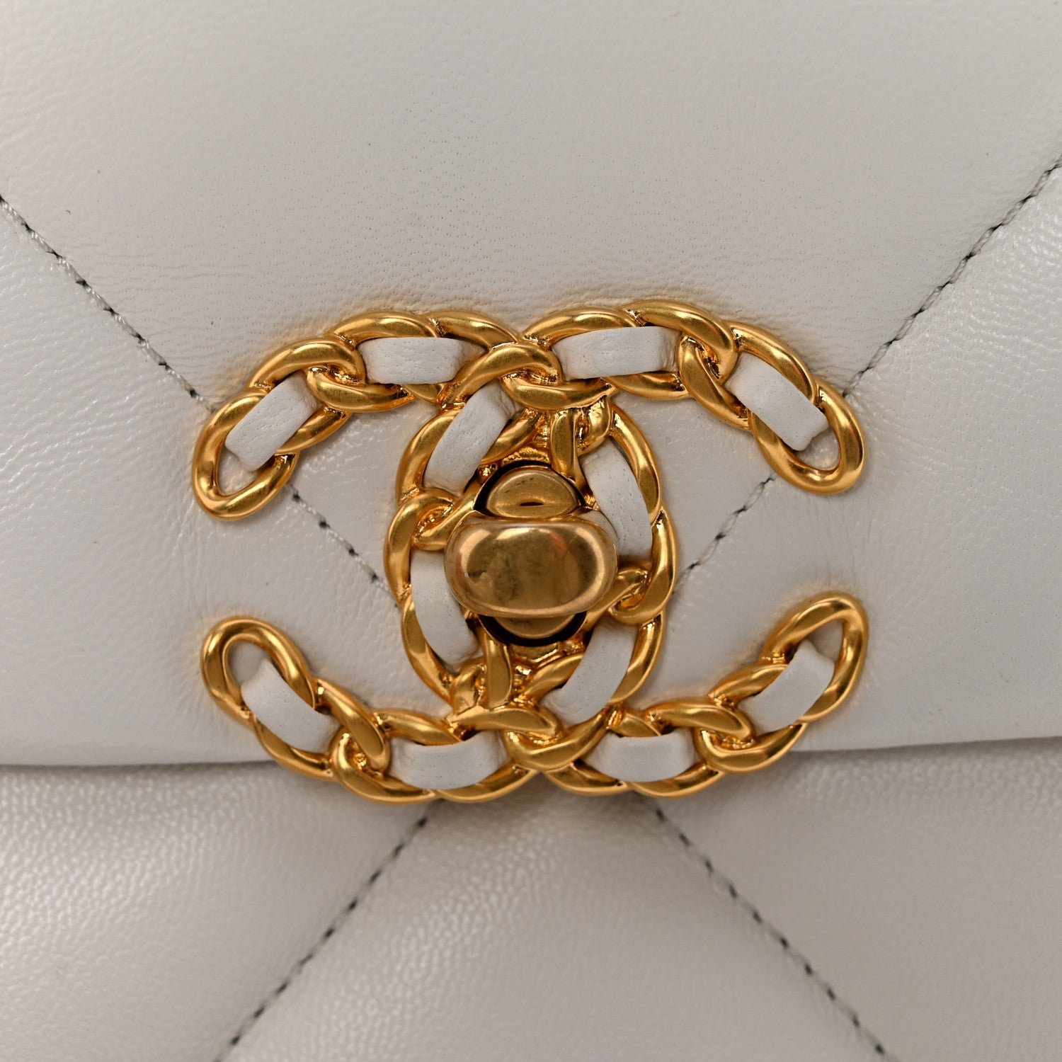 Chanel Goatskin Quilted Medium Chanel 19 Flap White