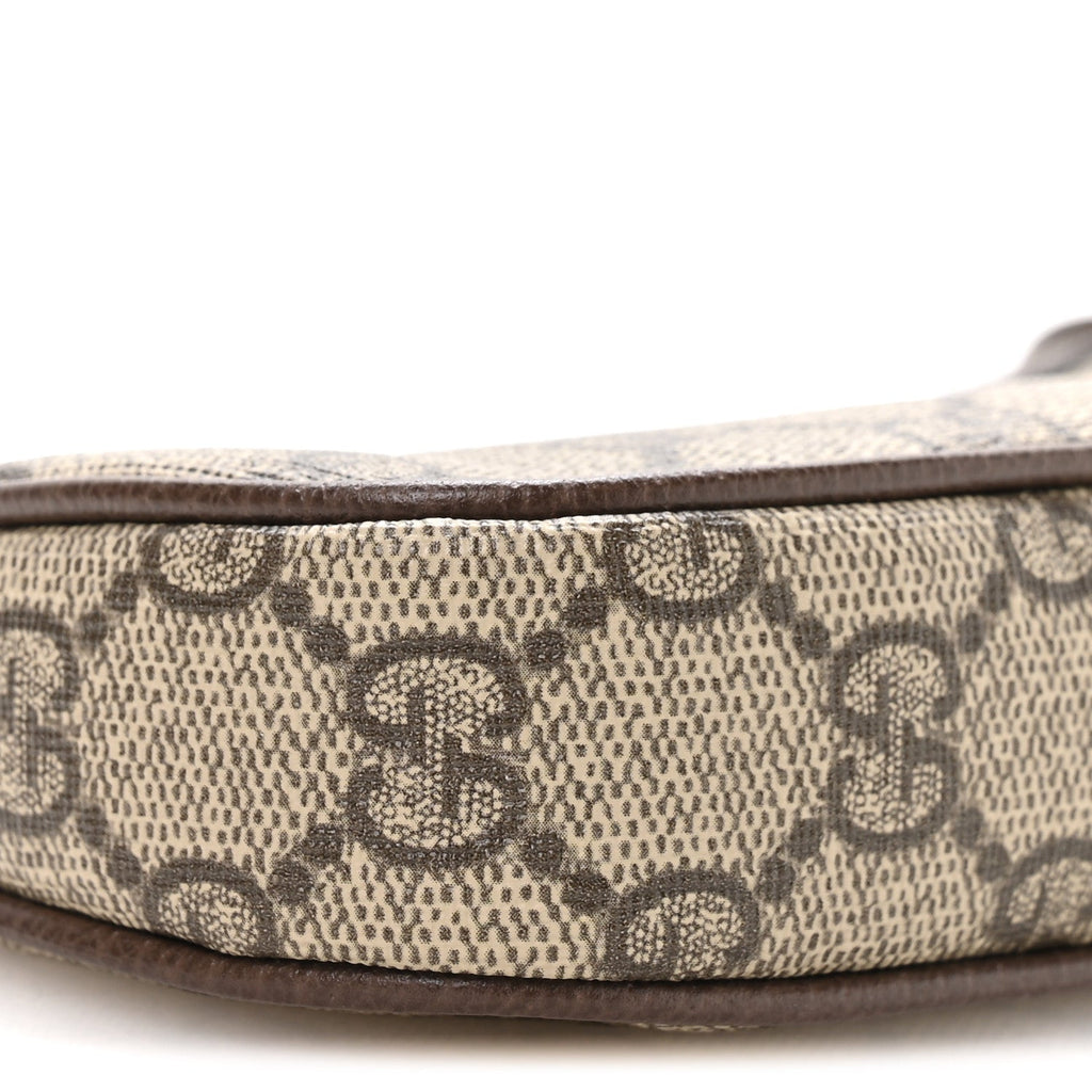 Gucci GG Supreme Monogram Textured Dollar Calfskin Mini Ophidia Chain Bag Beige Ebony