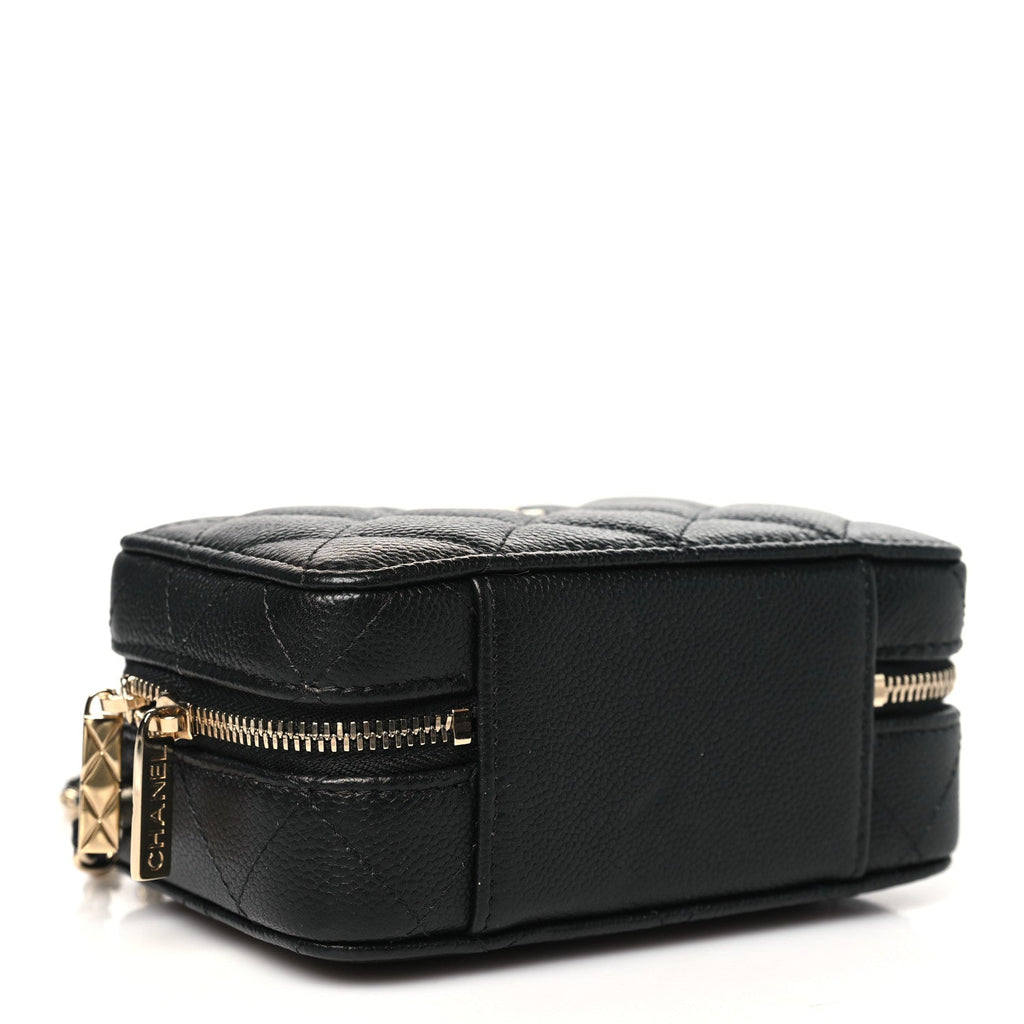 Chanel Caviar Quilted Small Top Handle Vanity Case Black