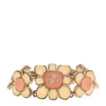 Resin Gripoix Poured Glass CC Flower Bracelet Pink White Gold