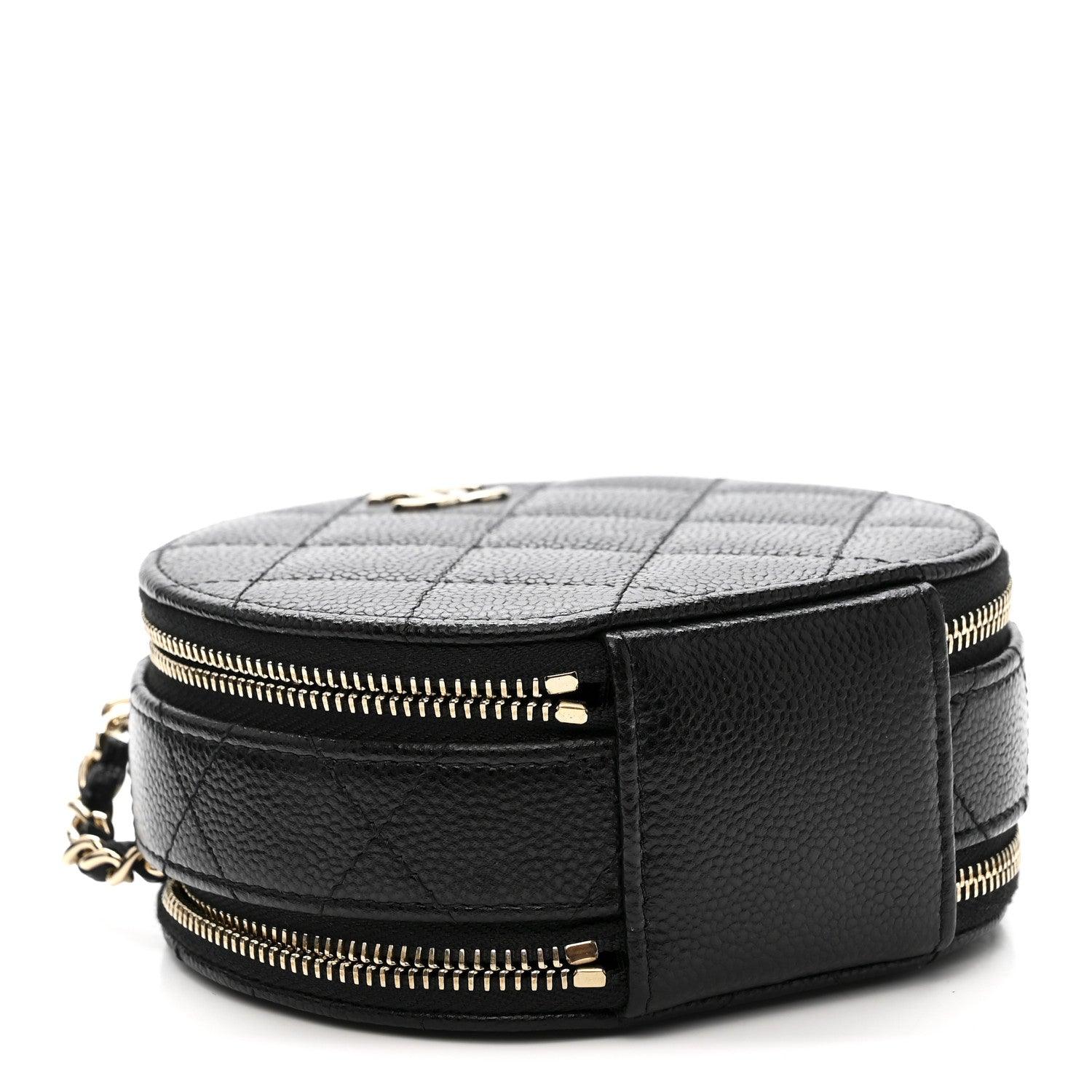Chanel Caviar Quilted Round Handle With Care Vanity With Chain Black