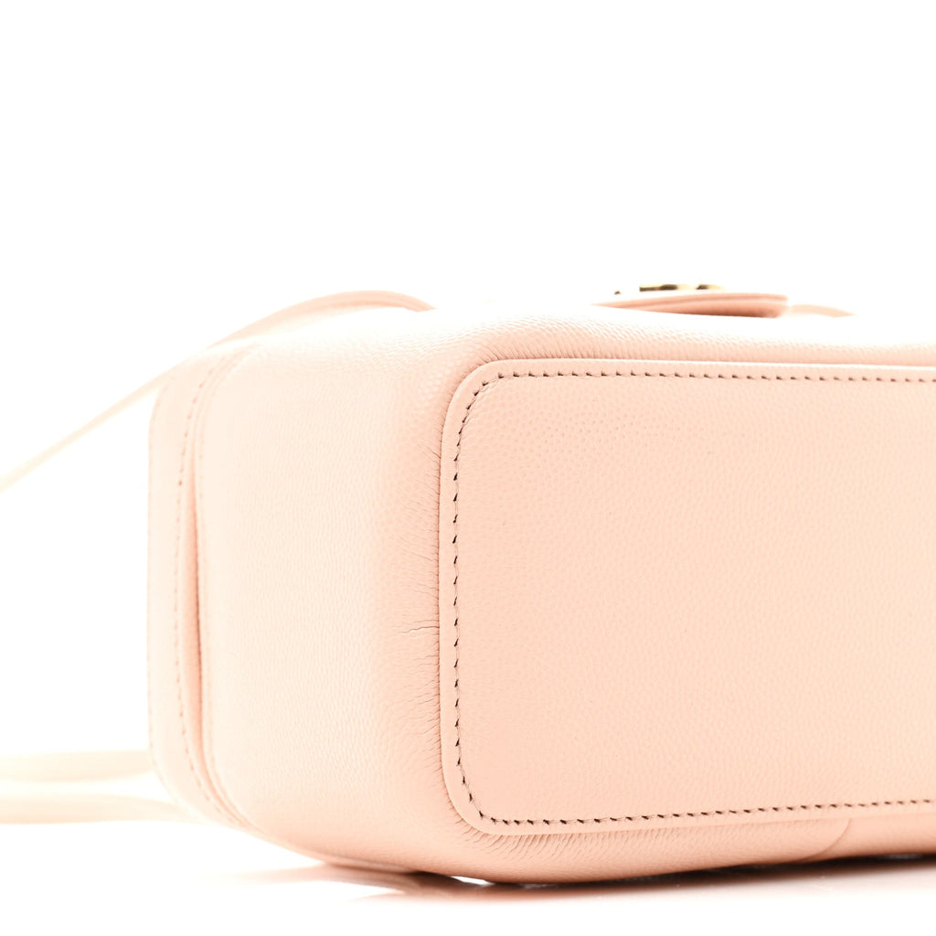Chanel Shiny Caviar Preppy Coco Long Vanity With Strap  Light Pink