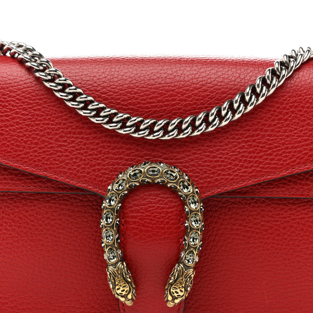 Gucci Dollar Calfskin Swarovski Crystal Small Dionysus Shoulder Bag Hibiscus Red