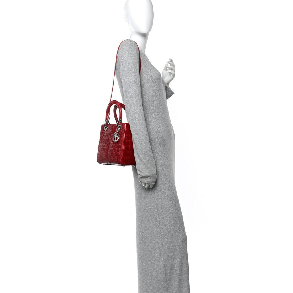 Christian Dior Alligator Medium Lady Dior Red