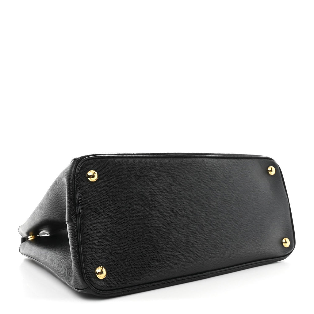 Prada Saffiano Lux Medium Galleria Double Zip Black Black
