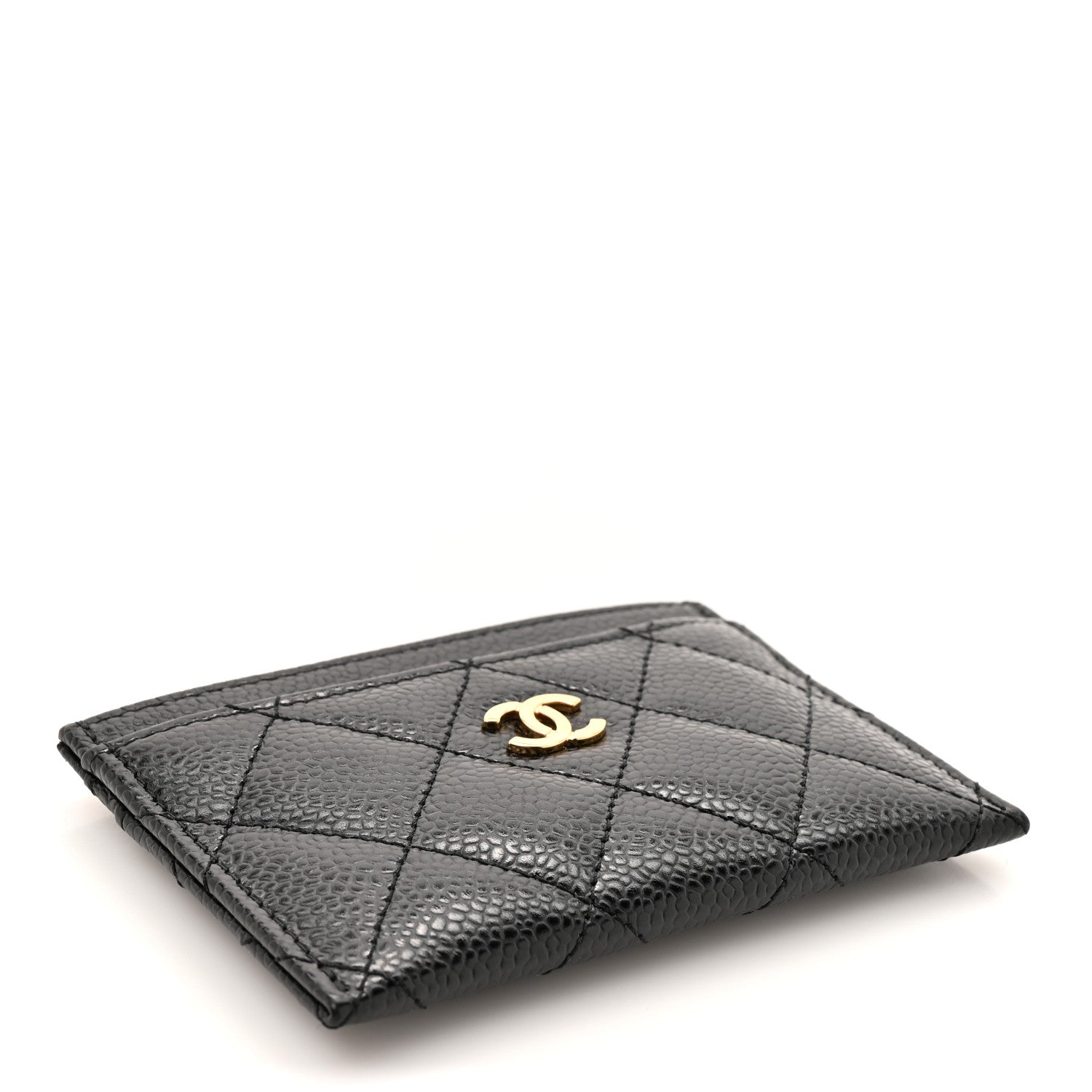 Caviar Quilted Card Holder Black