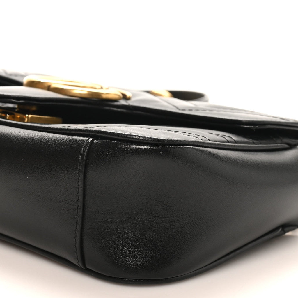 Gucci Calfskin Matelasse Mini GG Marmont Shoulder Bag Black