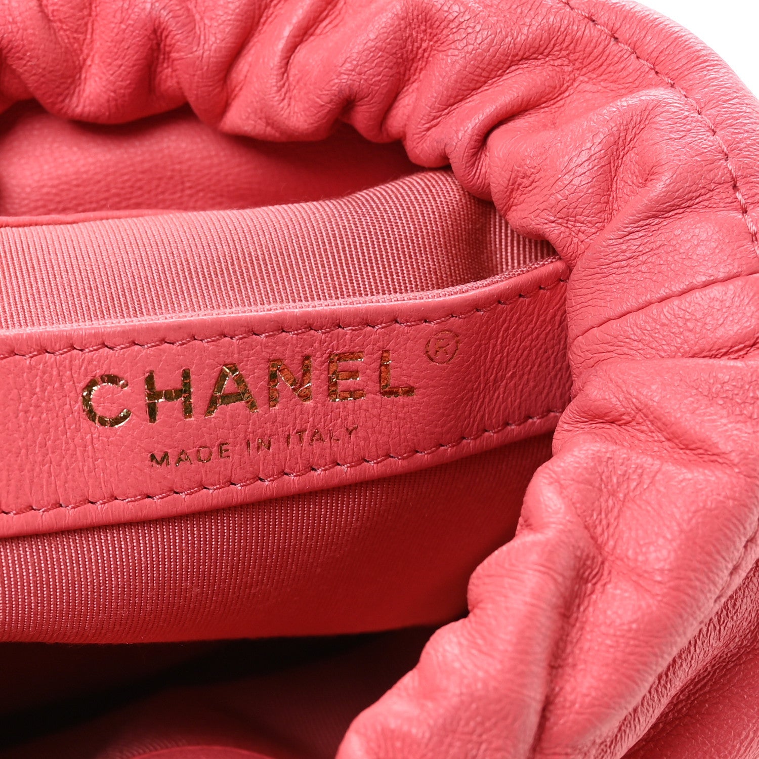 Chanel Lambskin Bucket Chain Drawstring Bag Pink