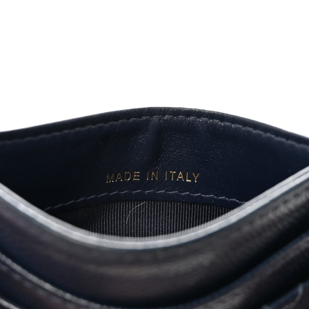 Caviar Quilted Card Holder Navy