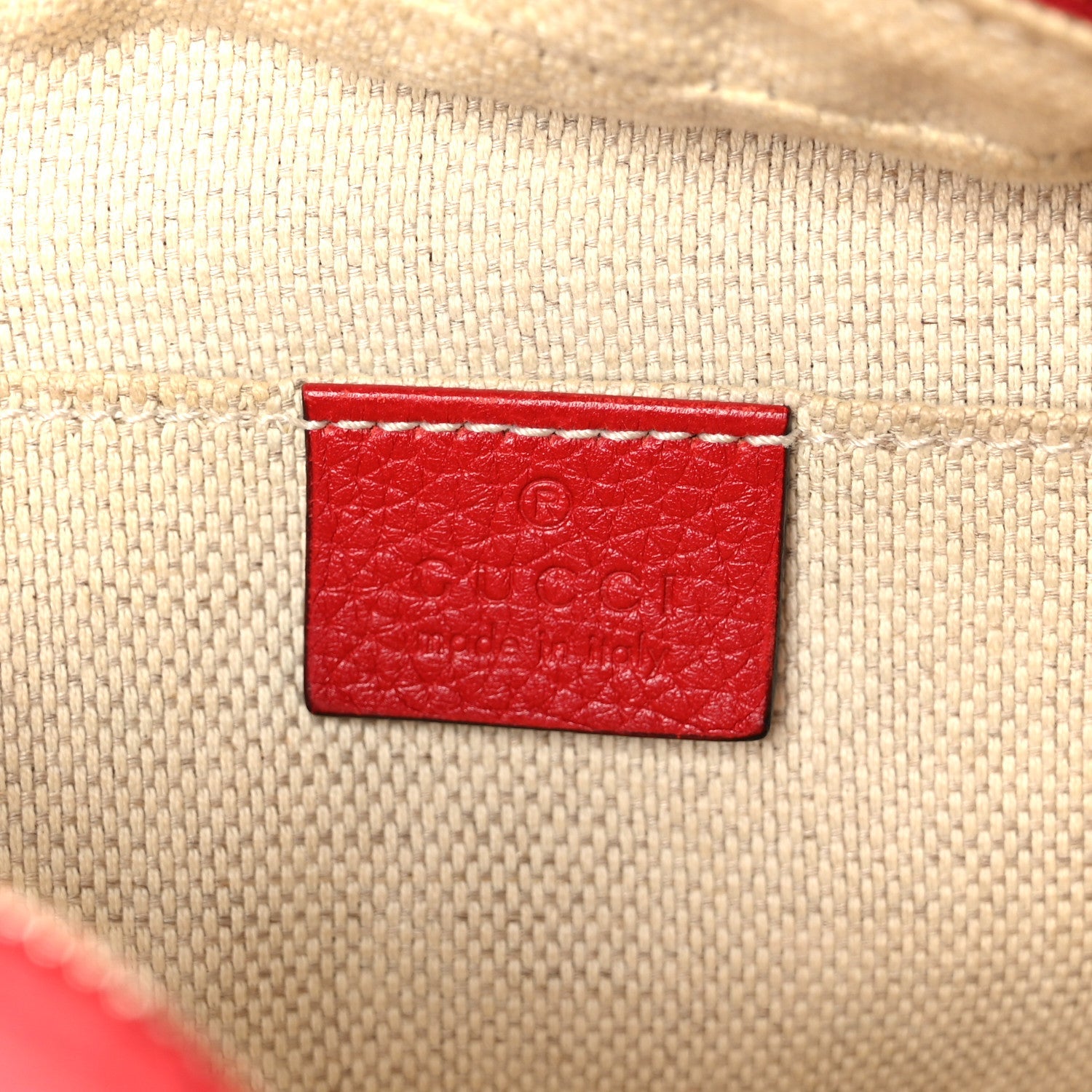 Gucci Pebbled Calfskin Small Soho Disco Bag Tabasco Red