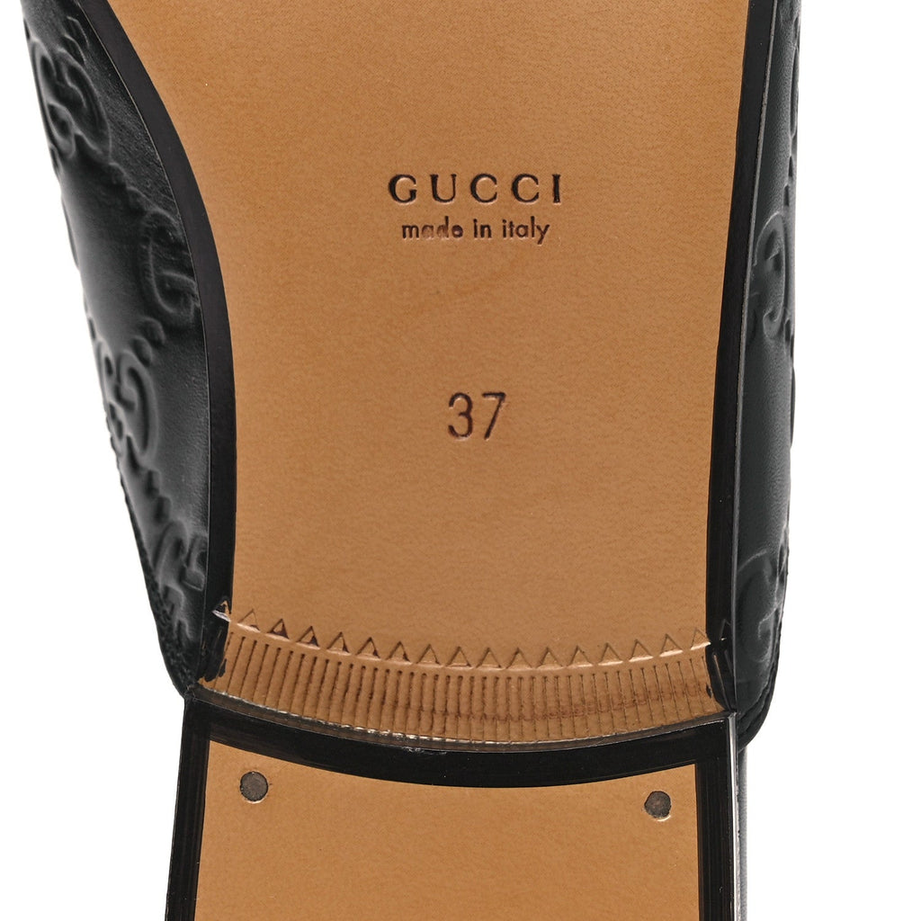 Gucci Glamour Calfskin Guccissima Womens Princetown Slippers 37 Black