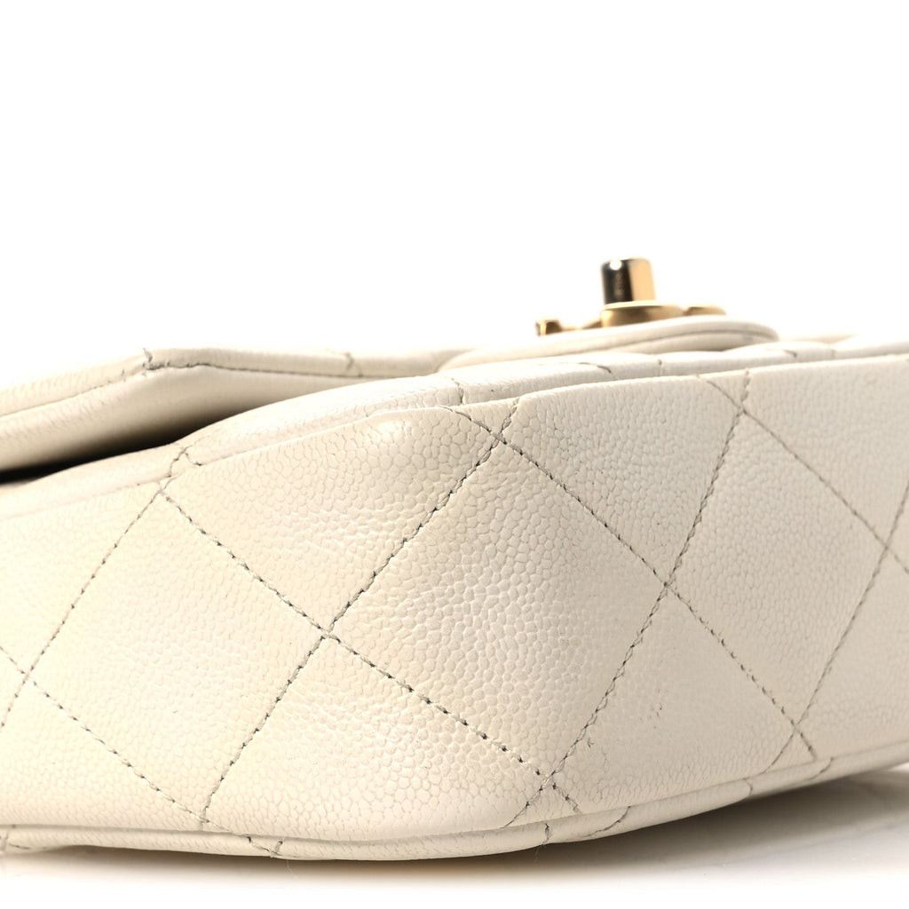 Chanel Caviar Quilted Mini Sweetheart Flap White