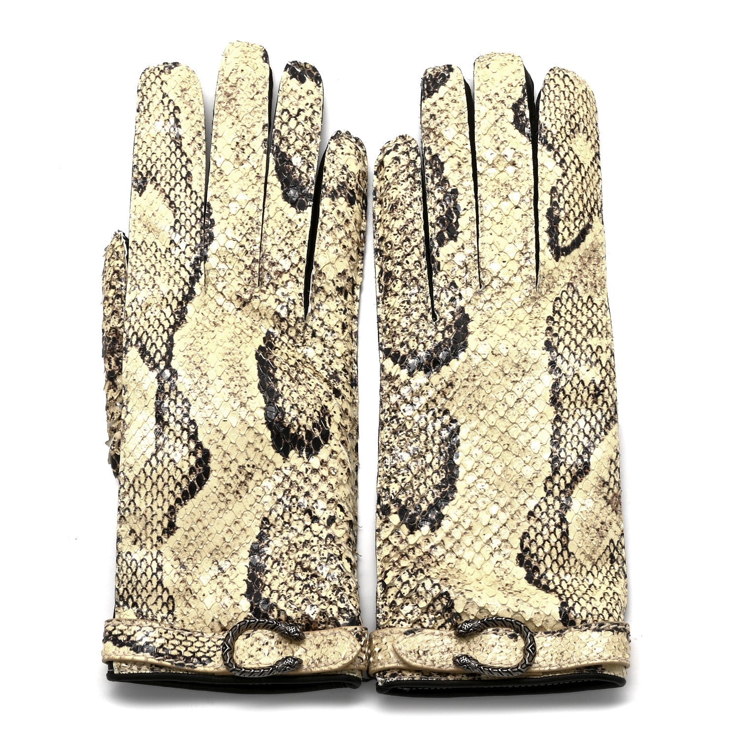 Gucci Snakeskin Lambskin Dionysus Gloves 7.5 Beige