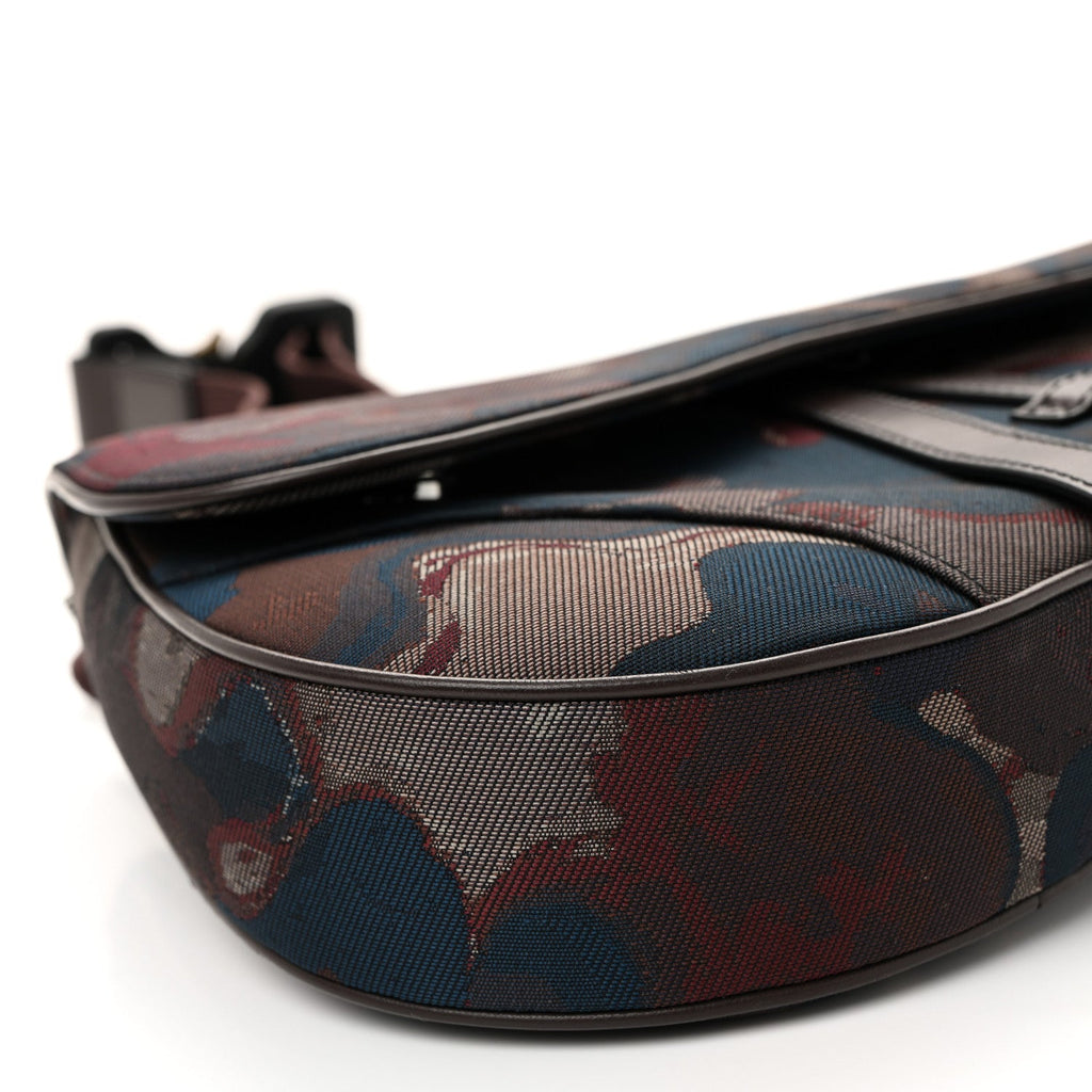 Christian Dior X PETER DOIG Denim Camouflage Saddle Bag Brown