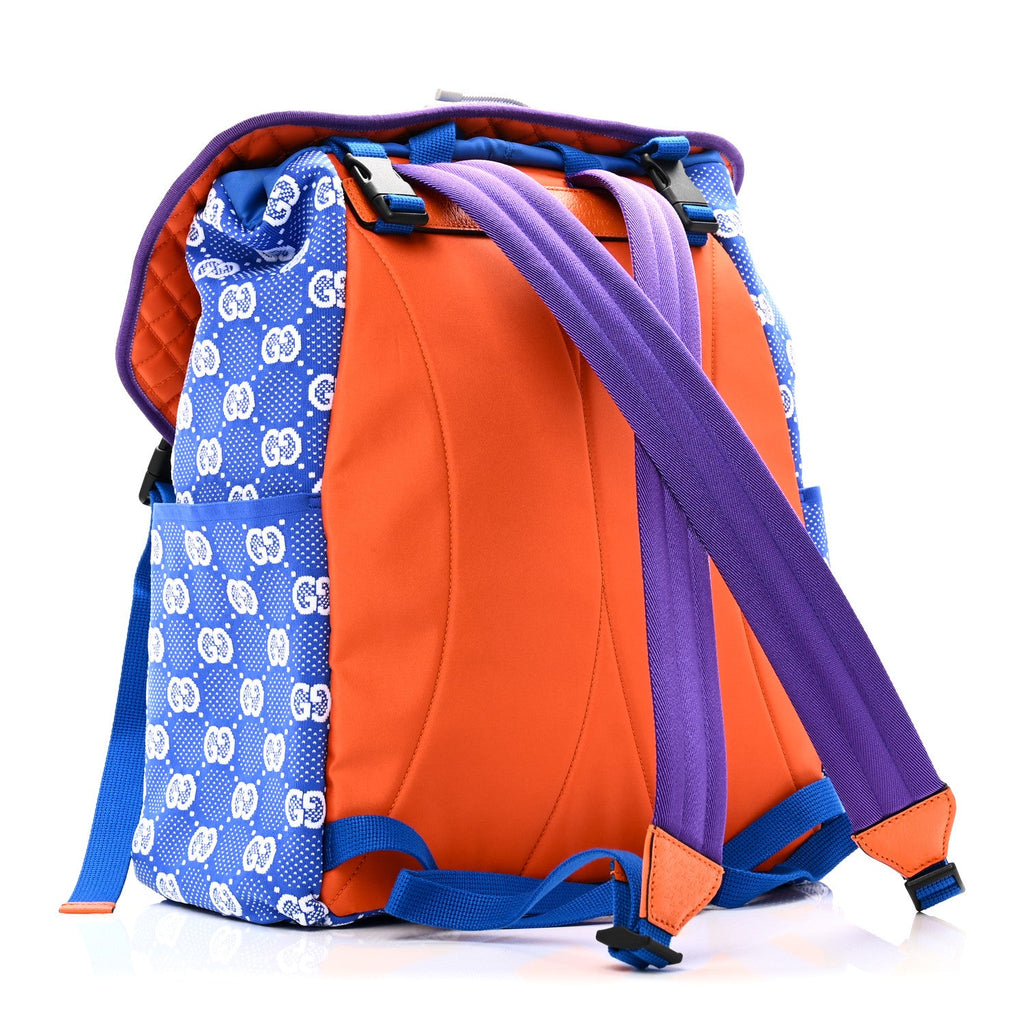 Gucci Jersey GG Monogram All Over Pan Sport Double Buckle Backpack  Blue Multicolor