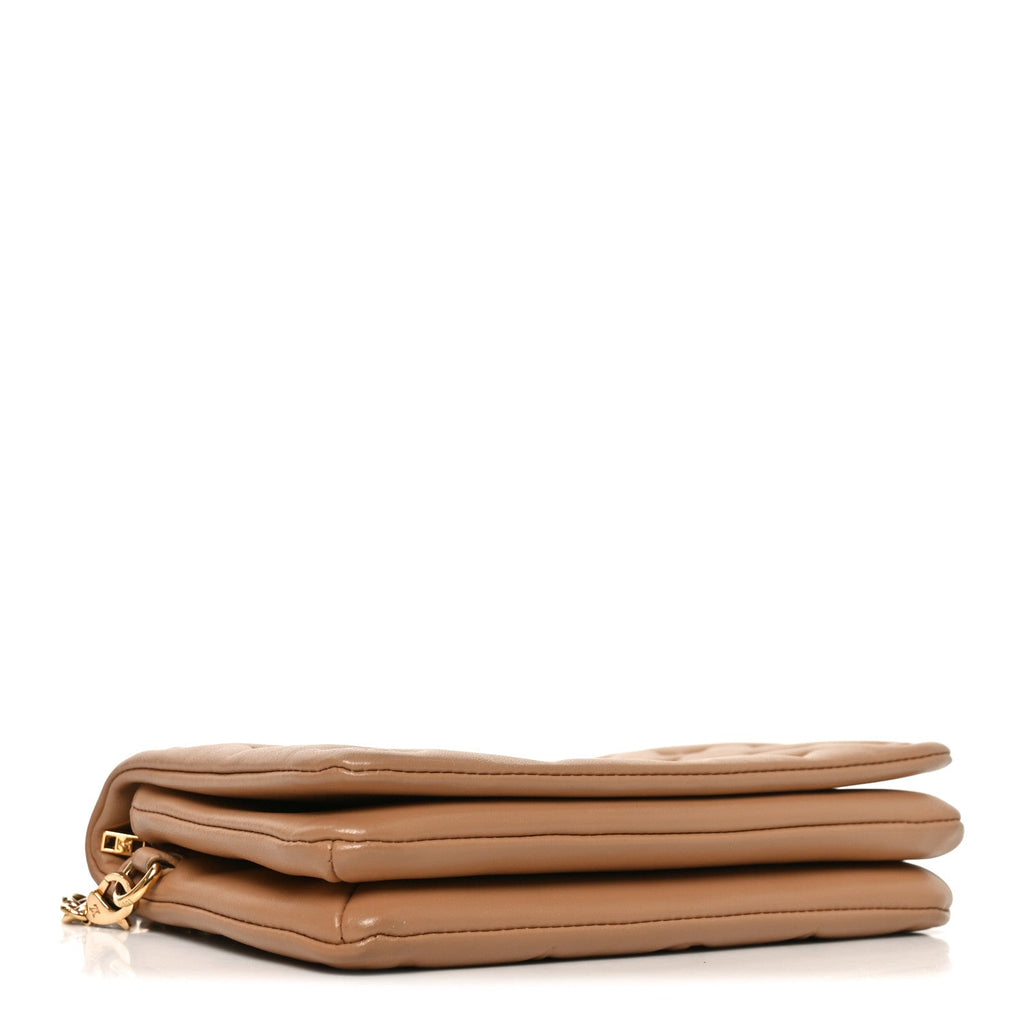 Louis Vuitton Lambskin Embossed Monogram Pochette Coussin Camel