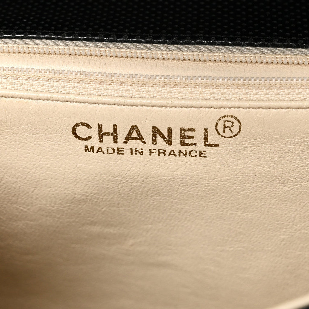 Chanel Lambskin Perforated Medium Single Flap Bag Black White