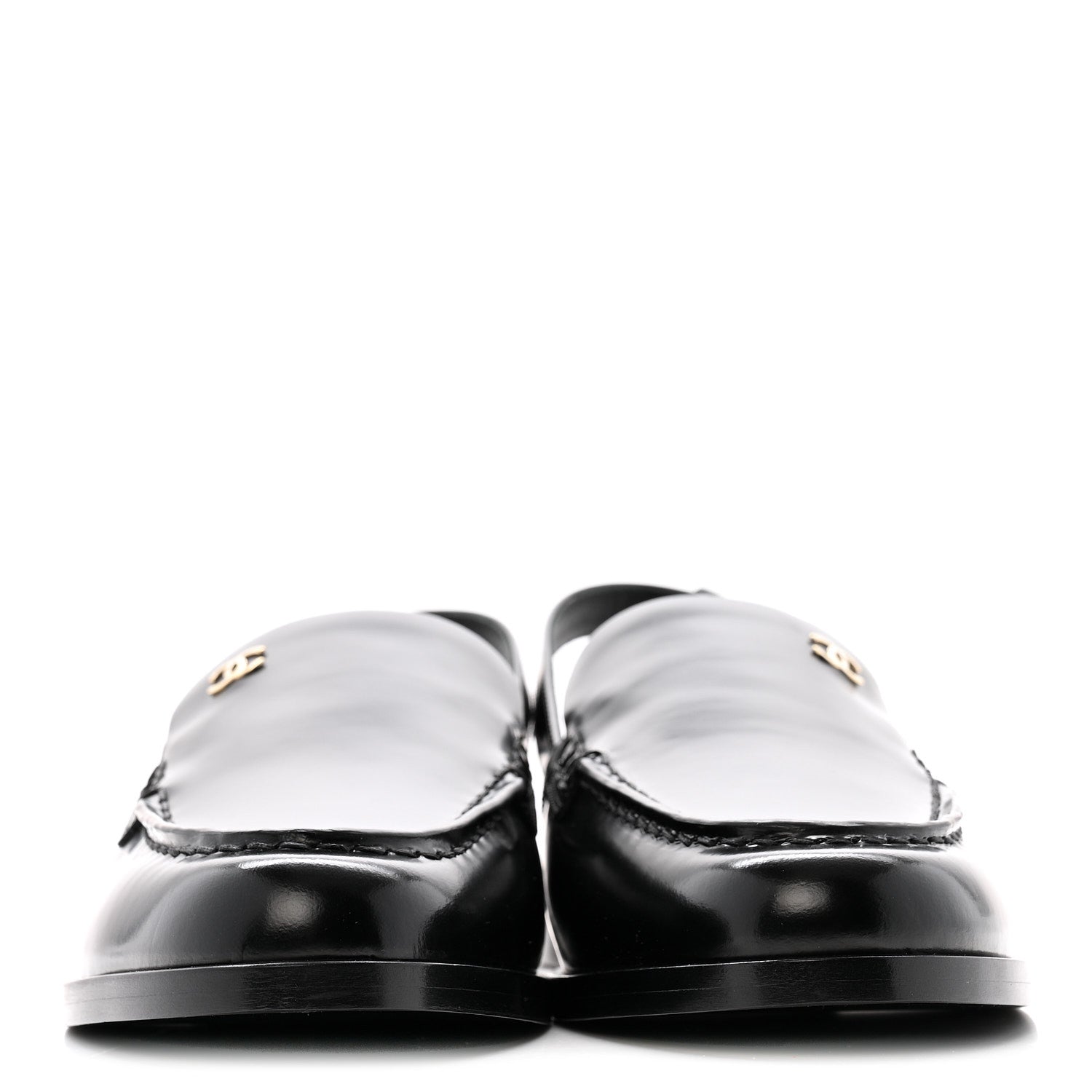 Chanel Shiny Calfskin Slingback Loafers 39 Black