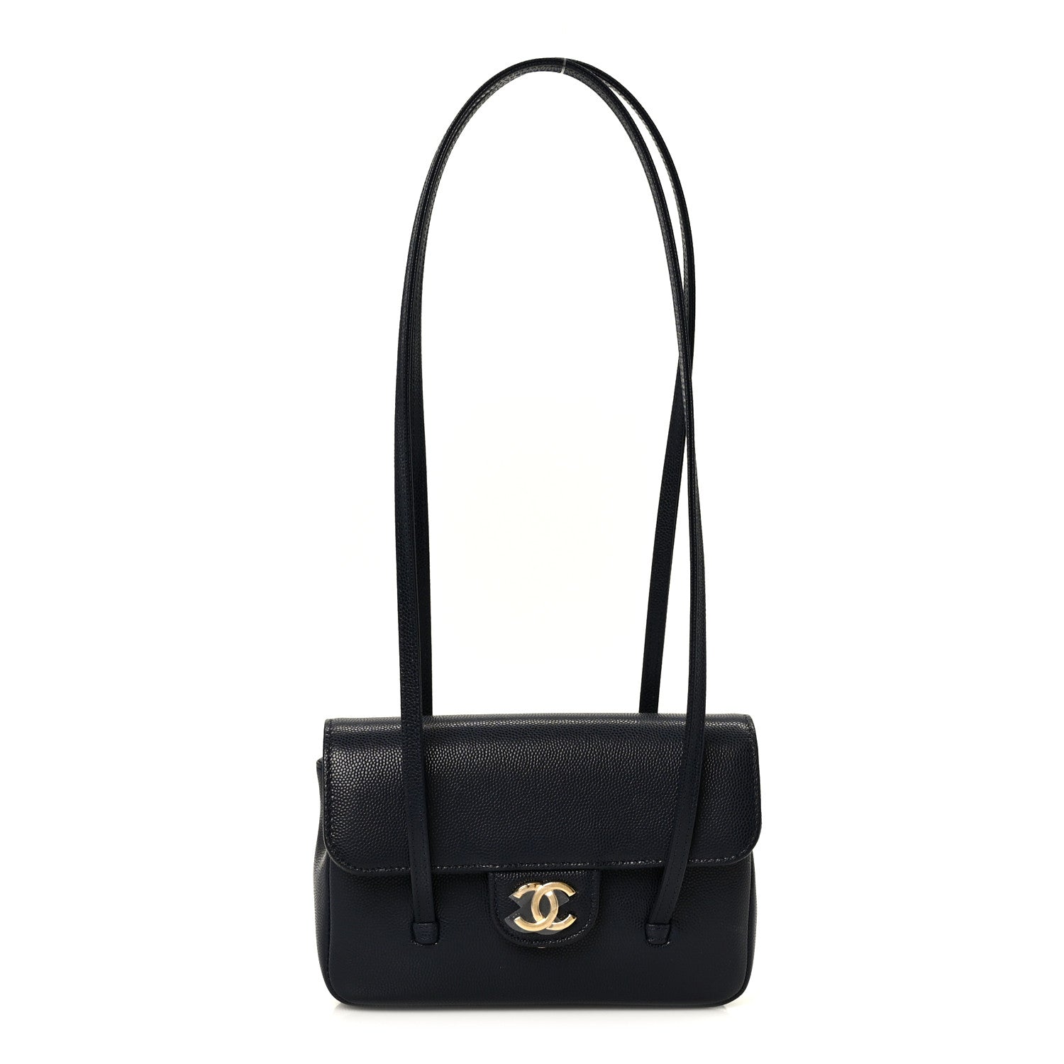 Chanel Shiny Caviar Mini Preppy Coco Shoulder Bag Dark Blue