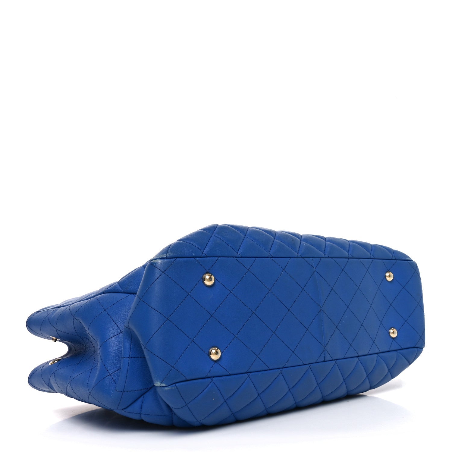 Chanel Calfskin Quilted Large CC Shopping Tote Blue