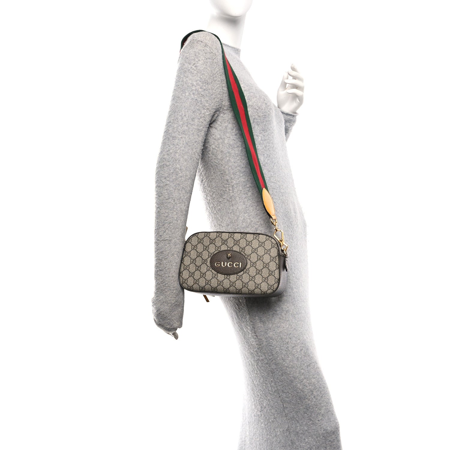 Gucci GG Supreme Monogram Web Neo Vintage Shoulder Bag Beige New Acero Crop