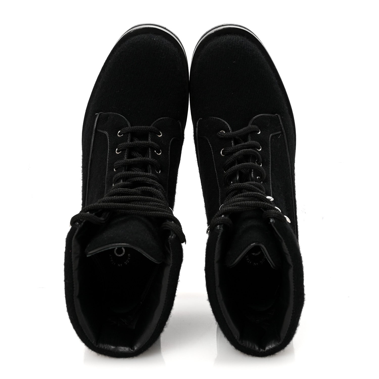 Chanel Tweed Lace Up Short Boots 37 Black