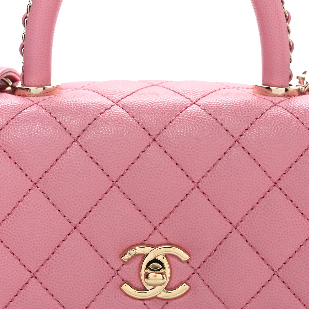 Chanel Caviar Quilted Mini Coco Chain Handle Flap Pink
