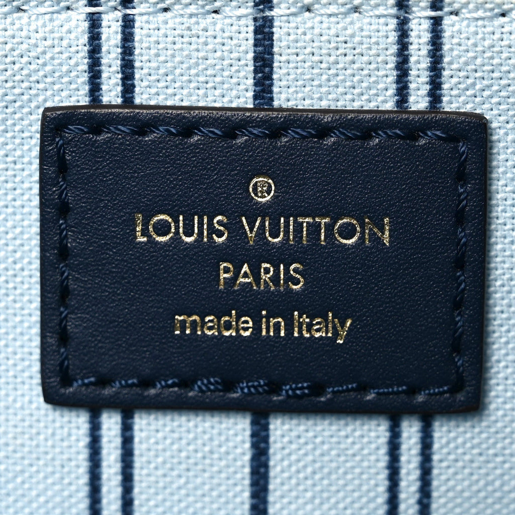 Louis Vuitton Raffia Calfskin Monogram Giant Onthego MM Blue
