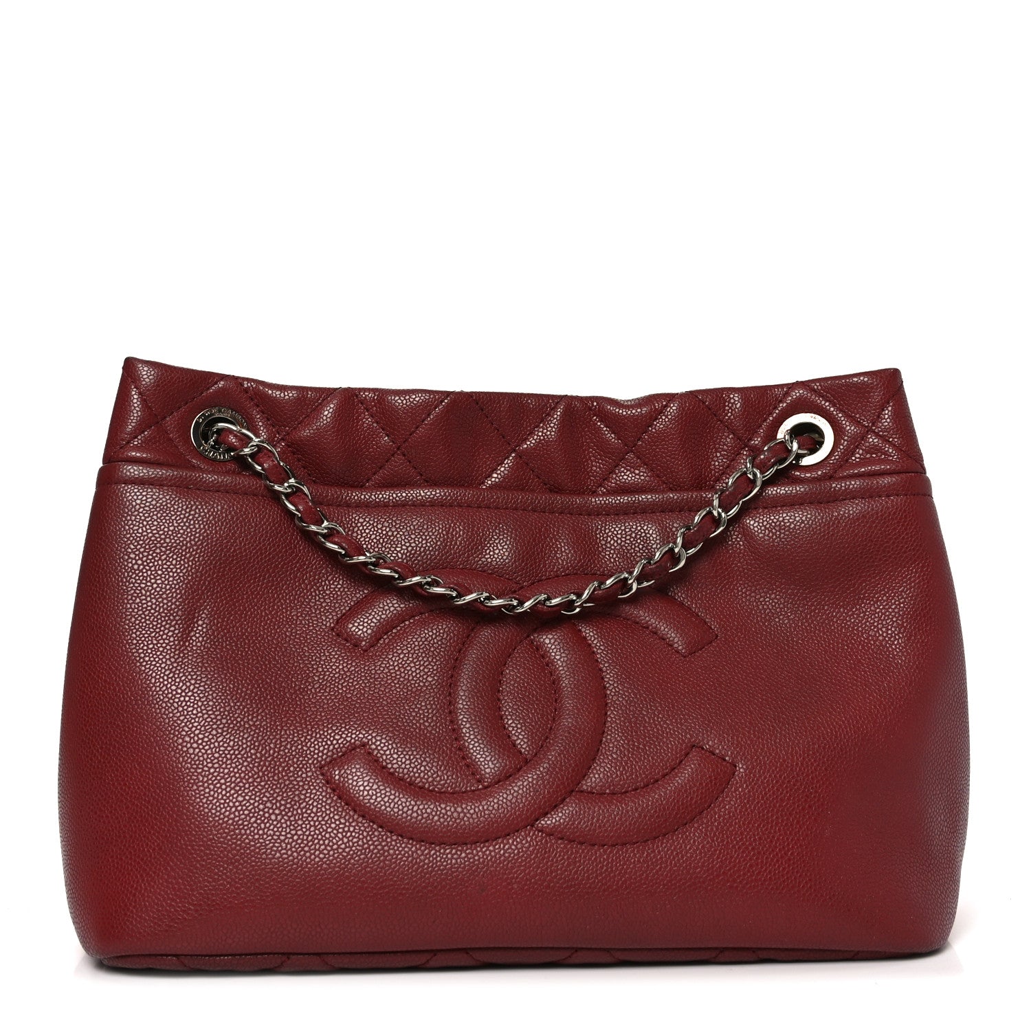 Chanel Caviar Quilted Large Timeless CC Soft Tote Dark Red