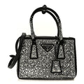 Prada Satin Crystal Mini Galleria Double Zip Tote Metal
