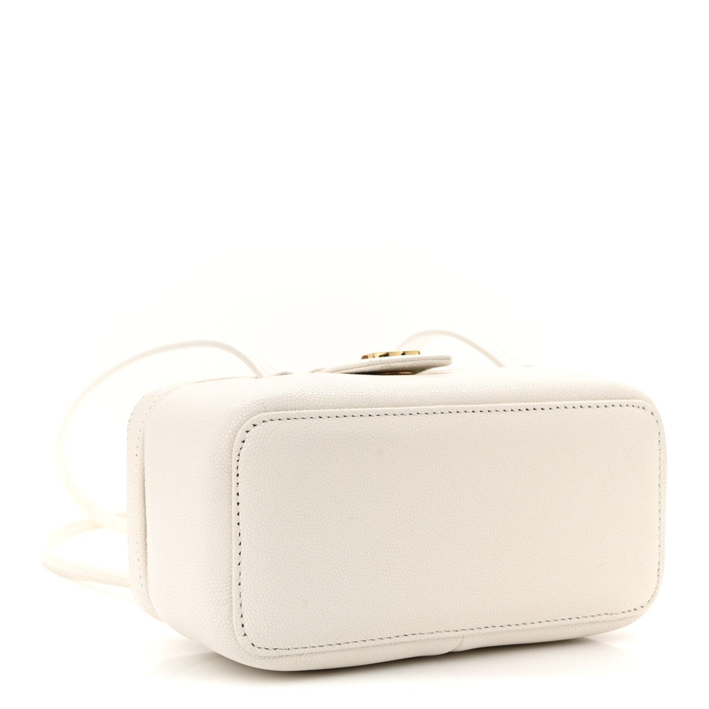 Chanel Shiny Caviar Preppy Coco Long Vanity With Strap White