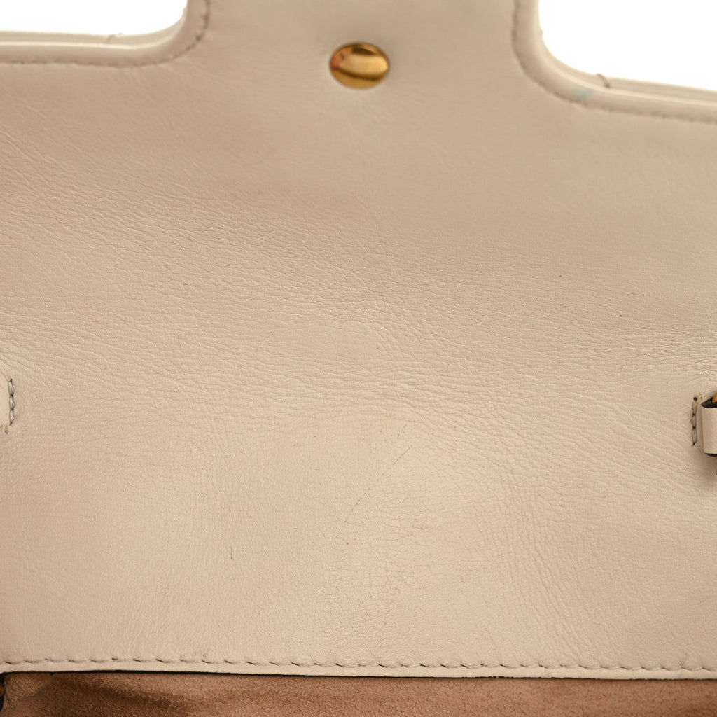 Gucci Calfskin Matelasse Super Mini GG Marmont Shoulder Bag White