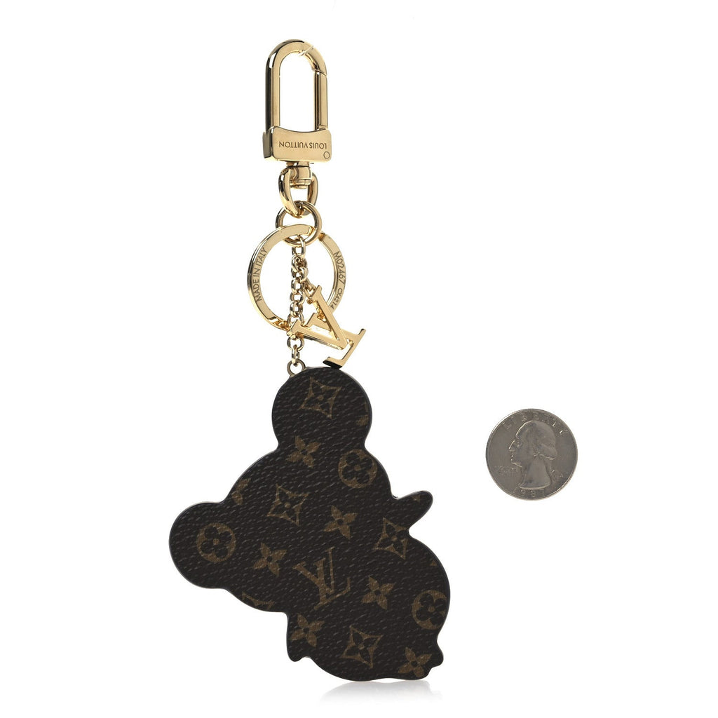 Louis Vuitton LV x TM Cowhide Monogram Superflat Panda Key Ring Bag Charm Multicolor