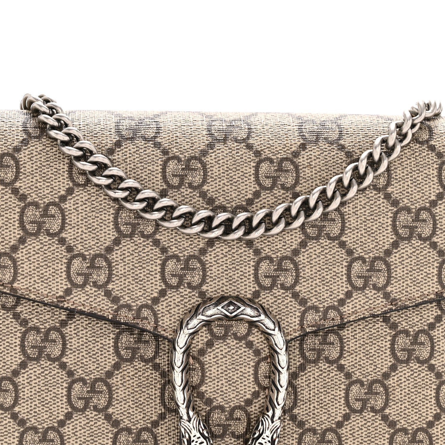 Gucci GG Supreme Monogram Mini Dionysus Chain Wallet Beige Taupe