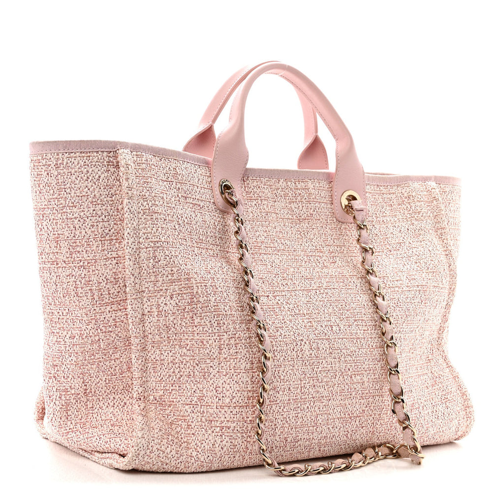 Chanel Lurex Boucle Deauville Medium Tote Pink