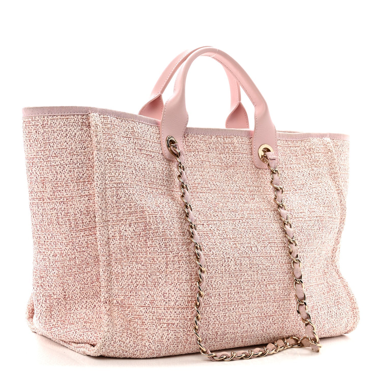 Chanel Lurex Boucle Deauville Medium Tote Pink