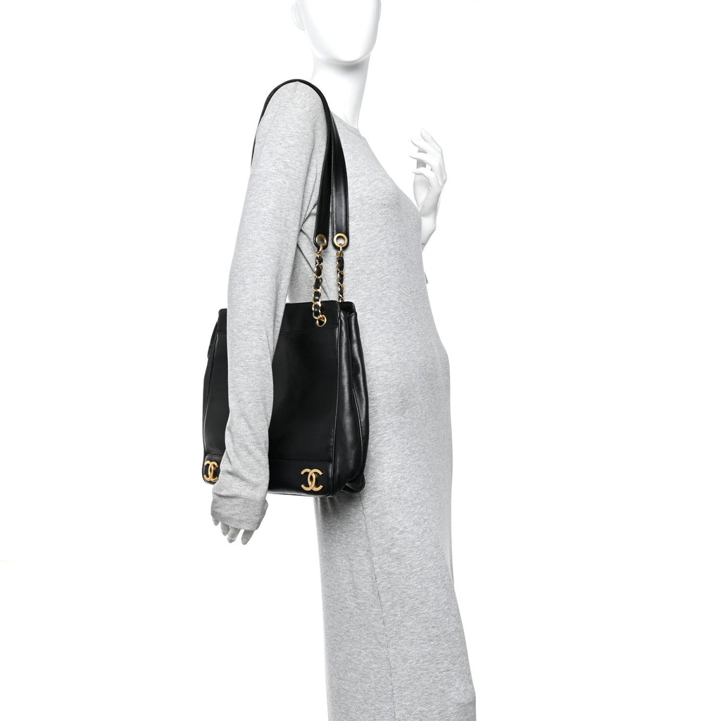 Chanel Lambskin Triple CC Shoulder Bag Black