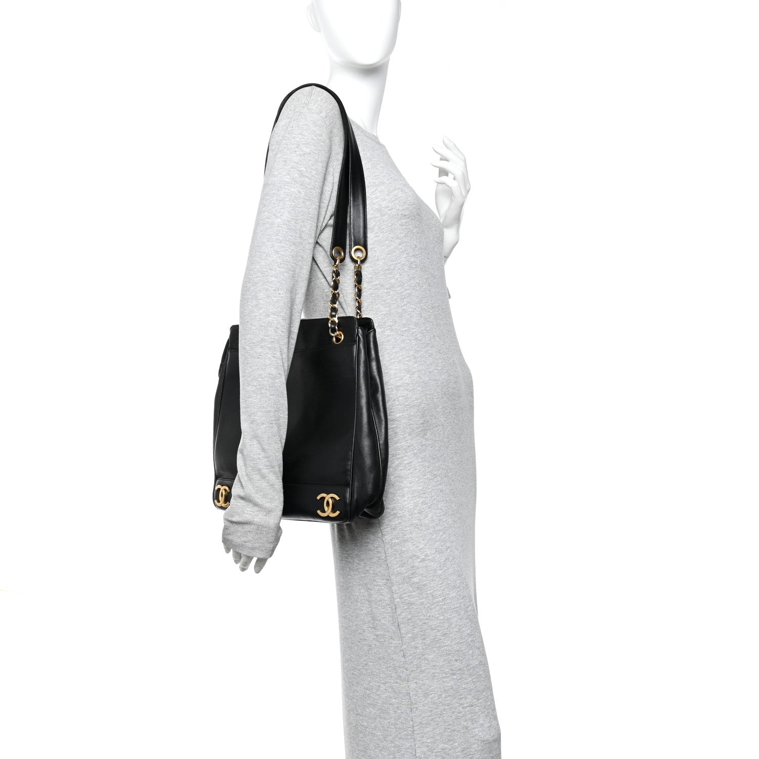 Chanel Lambskin Triple CC Shoulder Bag Black