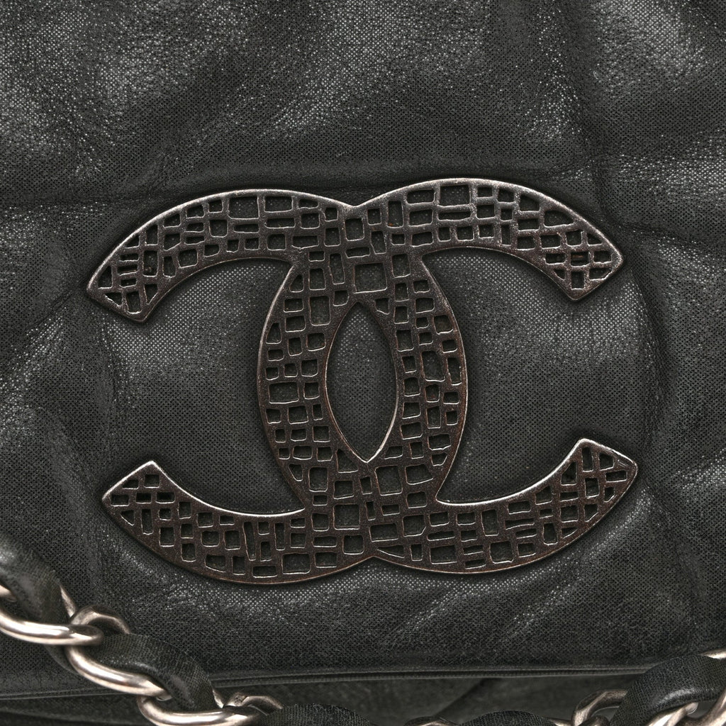 Chanel Iridescent Calfskin Glint Accordion Flap Black