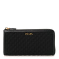 Prada Tessuto Nylon Quilted Zip Around Wallet Black